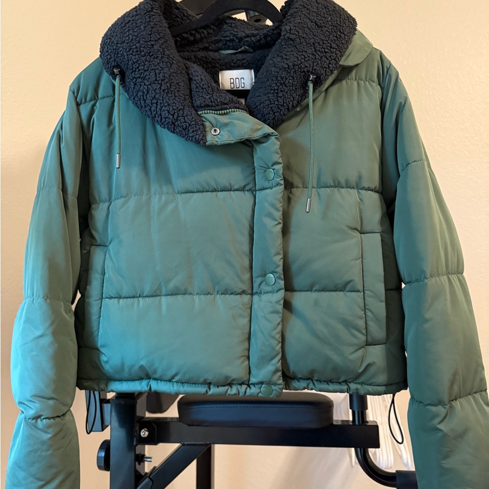 BDG Teal Puffer Jacket with Black Lining